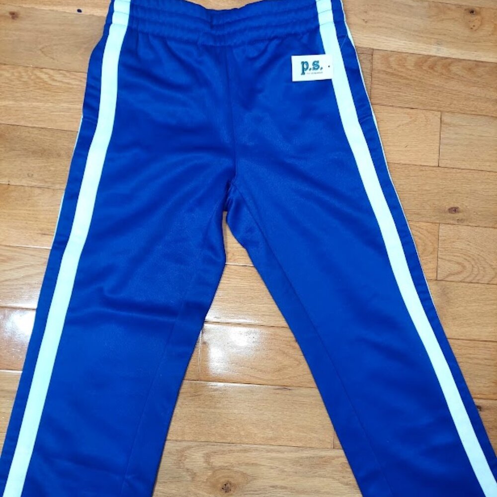 PS Aeropostale Boys SZ 8 Royal Blue Athletic Pants Elastic Waist‎ White Side New